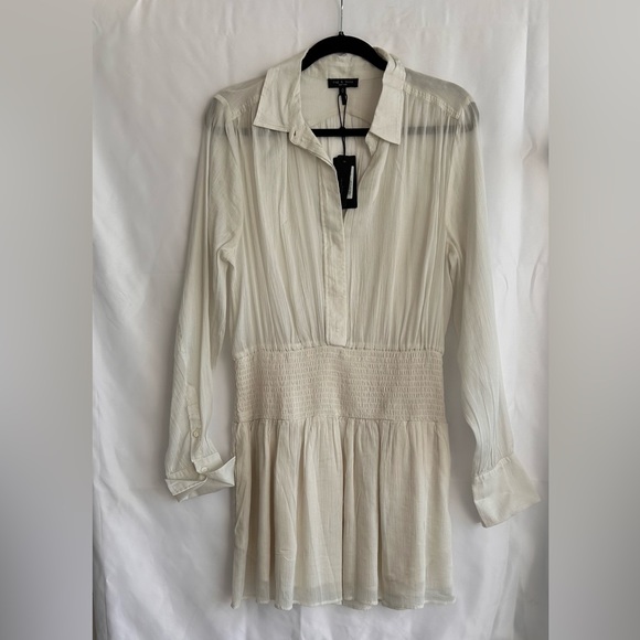 Rag & Bone long sleeve Bailey Smocked Dress White nwt - Picture 2 of 13